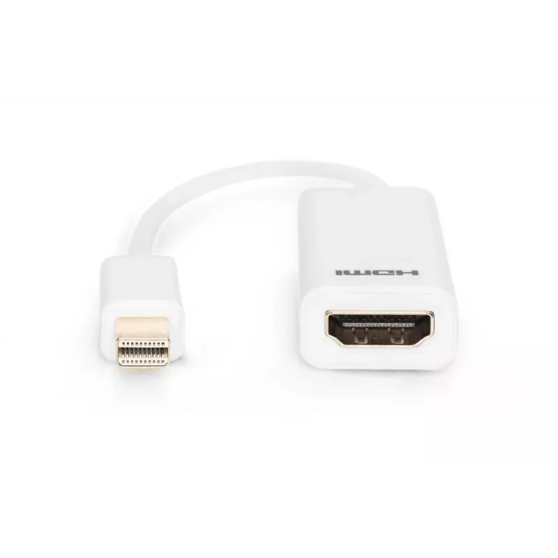 DIGITUS ASSMANN DisplayPort adaptera kabelis, mini DP - HDMI tipa A V/S, 15 cm DP 1.1a saderīgs, CE balts