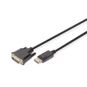 DIGITUS DisplayPort adaptera kabelis, DP - DVI (24+1) M/M, 2m ar fiksatoru, DP 1.1a CE melns