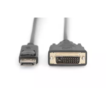 DIGITUS DisplayPort adaptera kabelis, DP - DVI (24+1) M/M, 2m ar fiksatoru, DP 1.1a CE melns