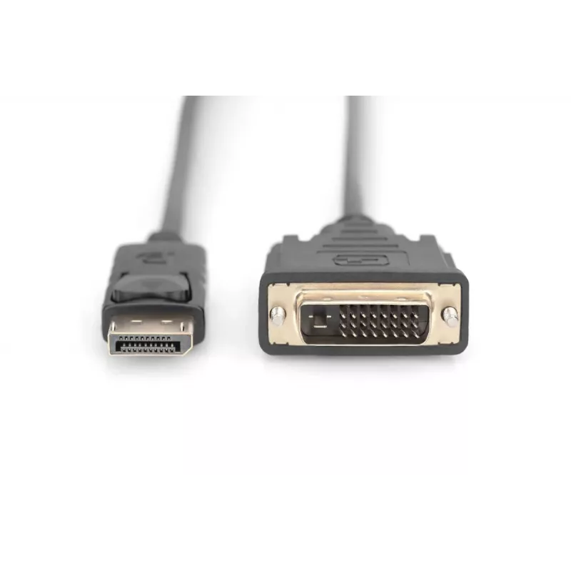 DIGITUS DisplayPort adaptera kabelis, DP - DVI (24+1) M/M, 2m ar fiksatoru, DP 1.1a CE melns