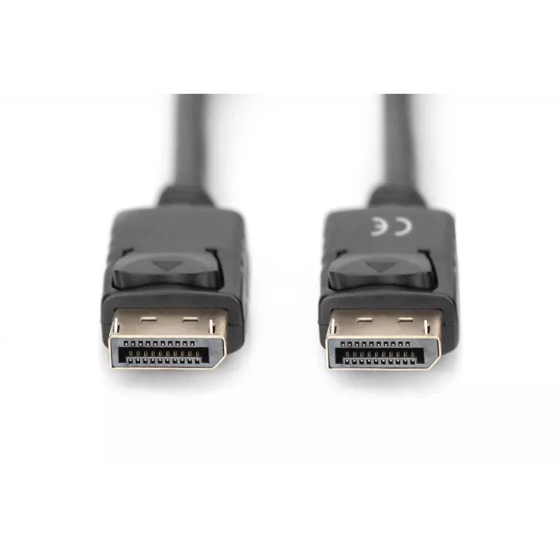 DIGITUS DisplayPort savienojuma kabelis, DP M/M, 2m ar fiksatoru, DP 1.2, Ultra HD 4K melns