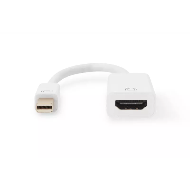 DIGITUS ASSMANN DisplayPort adaptera kabelis, mini DP - HDMI tipa A vīr./sievi., 20 cm, HDMI Ver. 2.0, aktīvs, CE, zeltains, balts