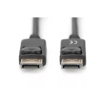 DIGITUS DisplayPort savienojuma kabelis, DP V/V, 3m ar fiksatoru, DP 1.2, Ultra HD 4K melns