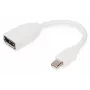 DIGITUS DisplayPort adaptera kabelis, mini DP - DP M/F, 0,15m, DP 1.2 atbilstošs, balts