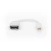 DIGITUS DisplayPort adaptera kabelis, mini DP - DP M/F, 0,15m, DP 1.2 atbilstošs, balts