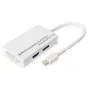 DIGITUS MiniDP uz DP HDMI+DVI adapteris 20cm DP 1.1a saderīgs balts