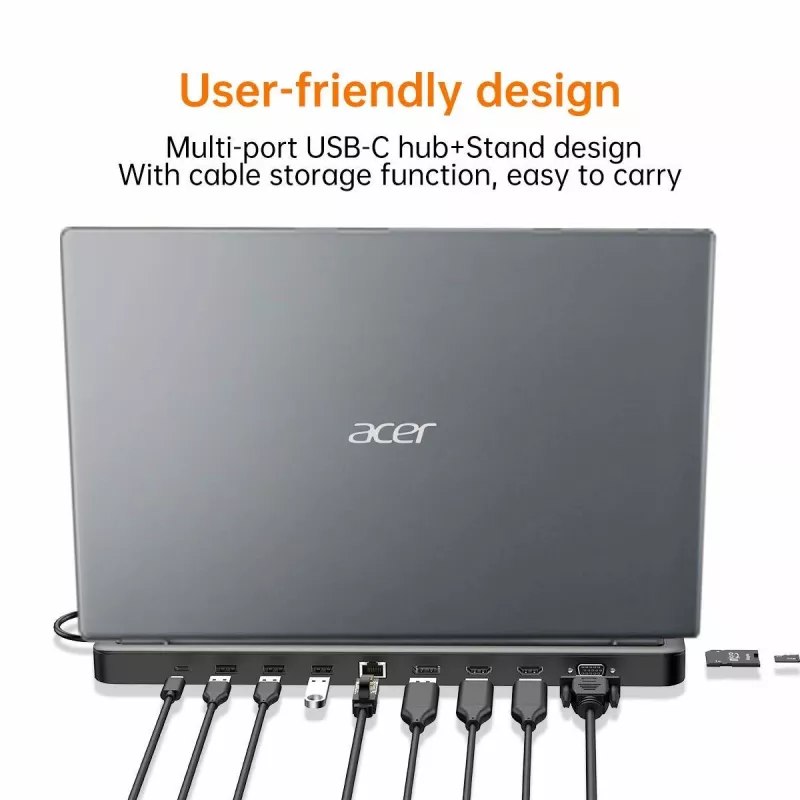 Acer 13-in-1 Type-C Minidock Wired USB 3.2 Gen 1 Melns