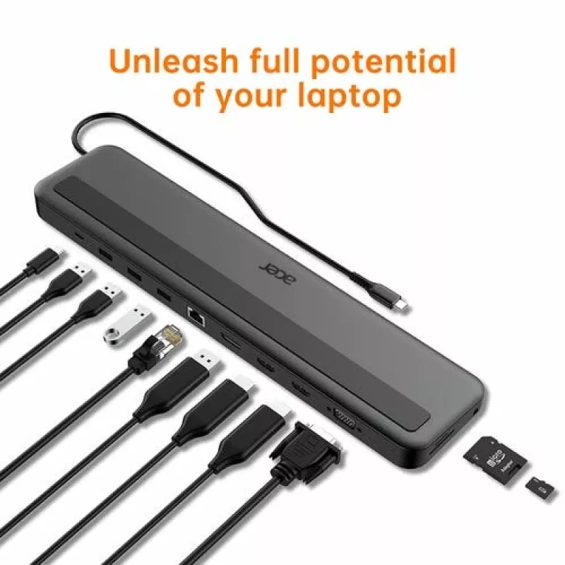 Acer 13-in-1 Type-C Minidock Wired USB 3.2 Gen 1 Melns