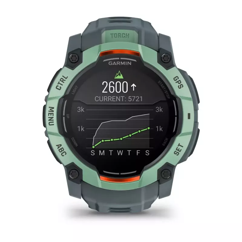 Viedpulkstenis GARMIN Instinct 3 AMOLED — 50 mm korpuss, AMOLED 1,3 collas, GPS/GLONASS/Galileo, 10 ATM, 24 dienu baterija