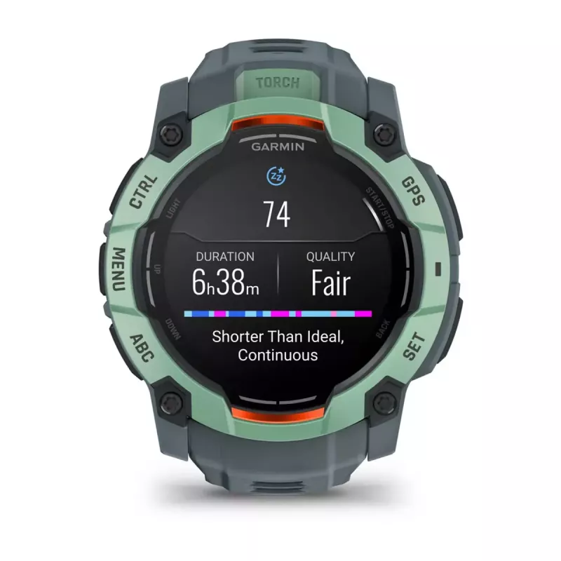 Viedpulkstenis GARMIN Instinct 3 AMOLED — 50 mm korpuss, AMOLED 1,3 collas, GPS/GLONASS/Galileo, 10 ATM, 24 dienu baterija