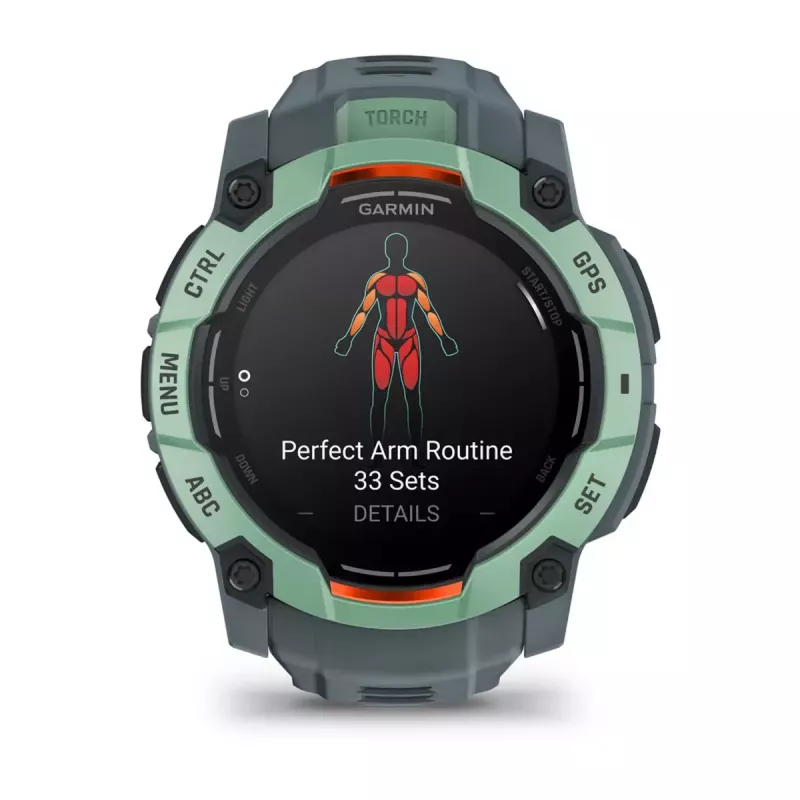 Viedpulkstenis GARMIN Instinct 3 AMOLED — 50 mm korpuss, AMOLED 1,3 collas, GPS/GLONASS/Galileo, 10 ATM, 24 dienu baterija
