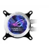 Universāla šķidruma dzesētāja ASUS ROG Strix LC III 360 ARGB balta Edition — 360 mm radiators, 3x 120 mm ventilatori, LCD ūdens bloks, PWM