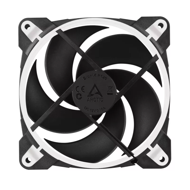 ARCTIC BioniX P120 (Balts) – Spiedienam optimizēts 120 mm spēļu ventilators ar PWM PST