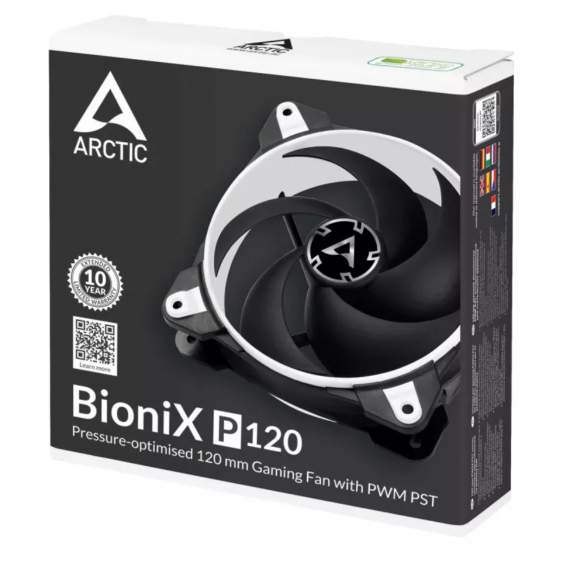 ARCTIC BioniX P120 (Balts) – Spiedienam optimizēts 120 mm spēļu ventilators ar PWM PST