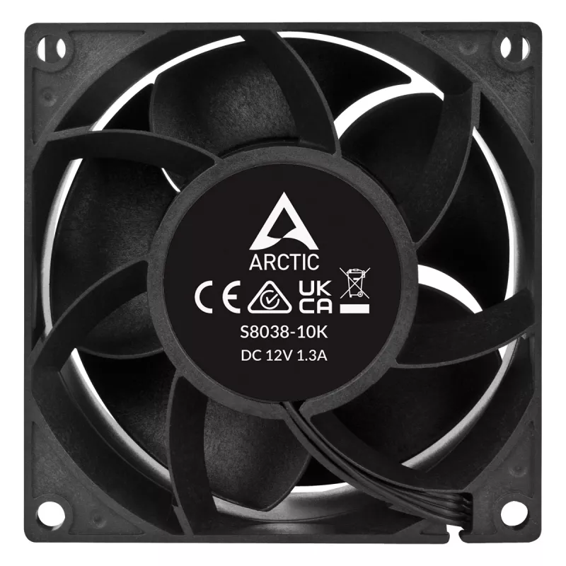 ARCTIC S8038-10K - 80 mm servera ventilators, Ventilators, 8 cm, 173.3 m³/h, Melns