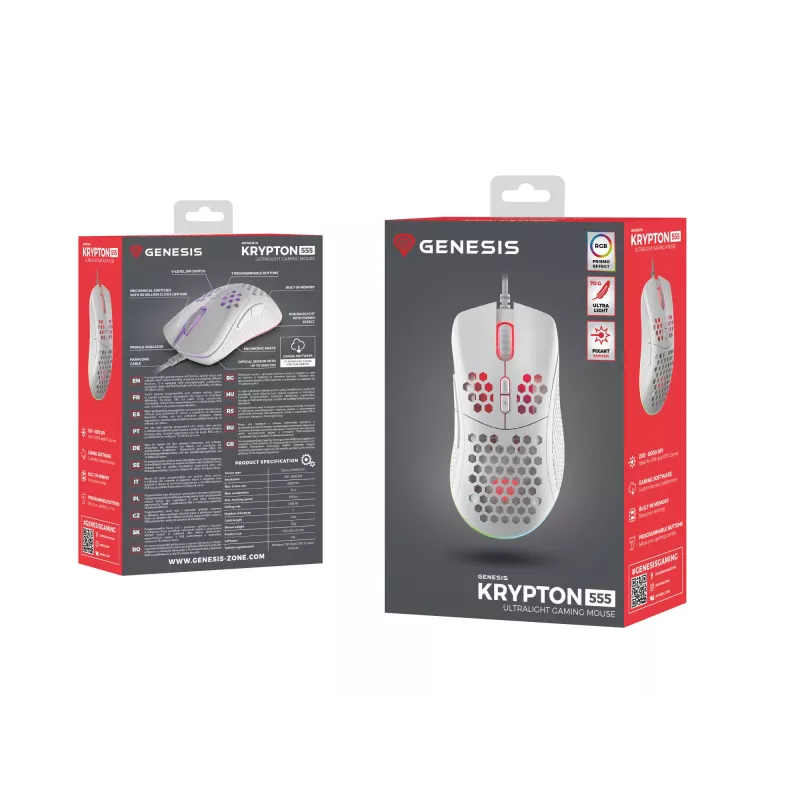 GENESIS Krypton 555 pele Spēlēm Labās rokas USB Type-A Optiskā 8000 DPI