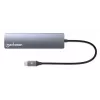 Manhattan USB-C dokstacija/rumbis ar karšu lasītāju, 5 pieslēgvietas: Ethernet, HDMI, USB-A (x2) un USB-C, ar Power Delivery (PD) 100 W – nepieciešams ārējs USB-C lādētājs (nav iekļauts). Barošana caur USB (ārējs barošanas avots nav nepieciešams), kad PD netiek izmantots.