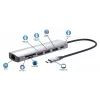 Manhattan USB-C dokstacija/rumbis ar karšu lasītāju, 5 pieslēgvietas: Ethernet, HDMI, USB-A (x2) un USB-C, ar Power Delivery (PD) 100 W – nepieciešams ārējs USB-C lādētājs (nav iekļauts). Barošana caur USB (ārējs barošanas avots nav nepieciešams), kad PD netiek izmantots.