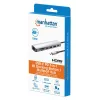 Manhattan USB-C dokstacija/rumbis ar karšu lasītāju, 5 pieslēgvietas: Ethernet, HDMI, USB-A (x2) un USB-C, ar Power Delivery (PD) 100 W – nepieciešams ārējs USB-C lādētājs (nav iekļauts). Barošana caur USB (ārējs barošanas avots nav nepieciešams), kad PD netiek izmantots.