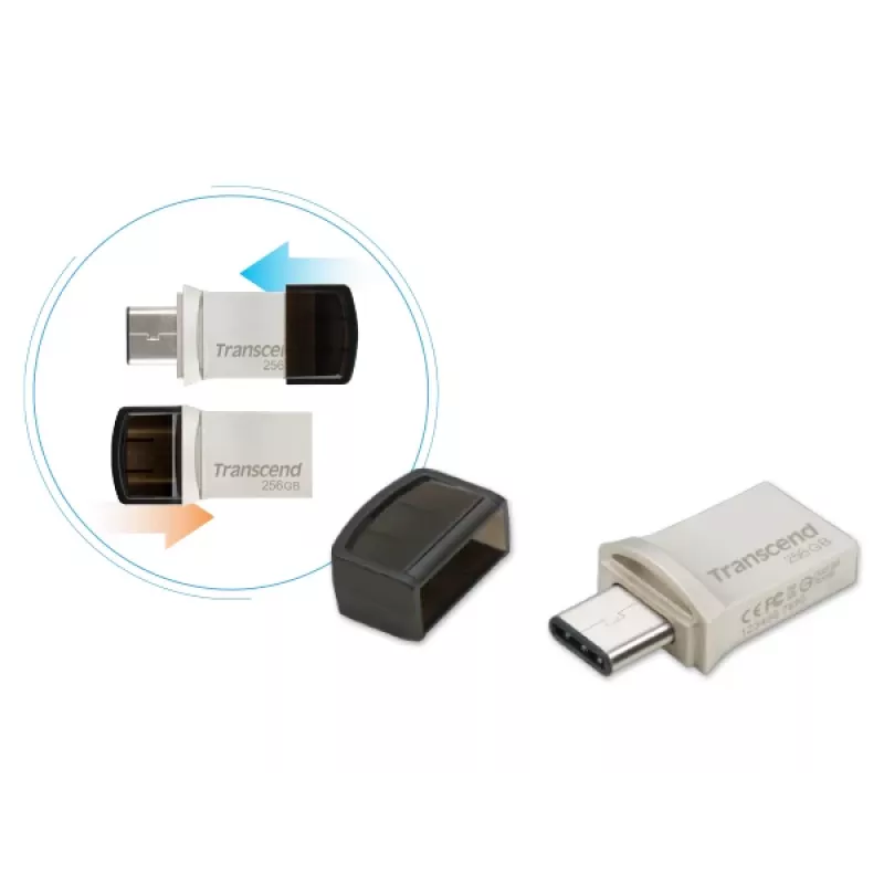 TRANSCEND Jetflash 890 - 256GB USB zibatmiņa - USB 3.1 / C tips