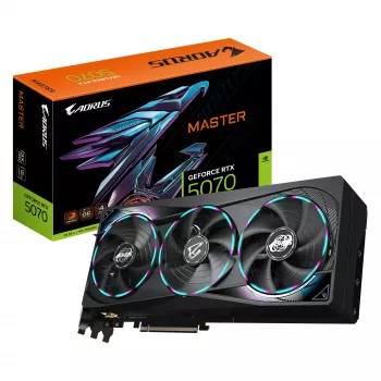 GIGABYTE AORUS GeForce RTX 5070 MASTER 12G grafiskā karte - 12 GB GDDR7, 192 bitu, PCI-E 5.0, 2715 MHz kodola frekvence, 3 x DP 2.1a, 1 x HDMI 2.1b, NVIDIA DLSS 4, GV-N5070AORUS M-12GD