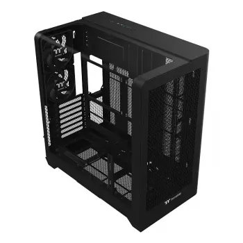 PC korpuss Thermaltake View 390 Air Midi Tower — melns, atbalsta PS2 barošanas bloku, 3,5 collu HDD, 2,5 collu SSD, līdz 200 mm priekšējiem ventilatoriem