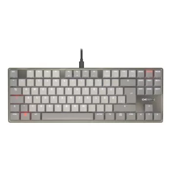 Mehāniska tastatūra bez ciparu bloka Cherry KC 500 MX LP TKL — QWERTZ vācu izkārtojums, USB, 88 taustiņi, pelēka