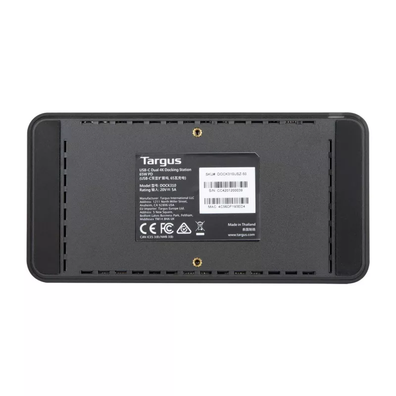 Targus DOCK310EUZ klēpjdatora dokstacija / portu replikators Wired USB 3.2 Gen 1 (3.1 Gen 1) Type-C melna