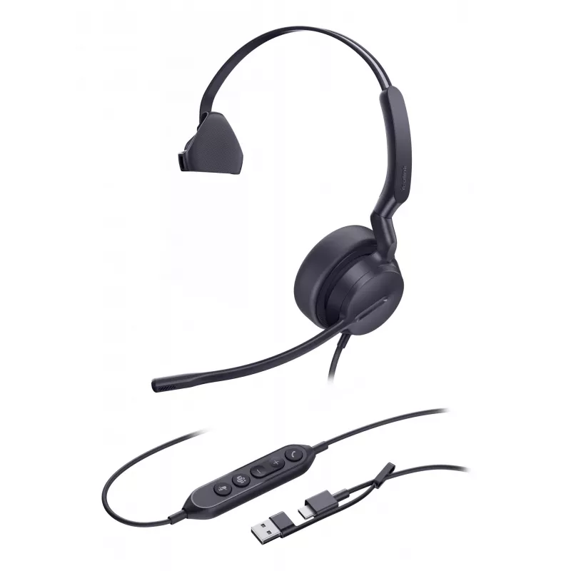 Yealink UH42 Mono Teams USB-C/A austiņas, vadu, zvani/mūzika, 20–20000 Hz, 116 g, austiņas, melnas
