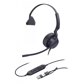 Yealink UH42 Mono UC USB-C/A austiņas, vadu, zvani/mūzika, 20 - 20000 Hz, 116 g, austiņas, melnas