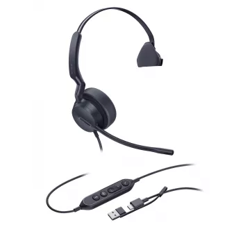 Yealink UH44 Mono Teams USB-C/A austiņas, vadu, 20 - 20000 Hz, birojs/zvanu centrs, 127 g, austiņas, melnas