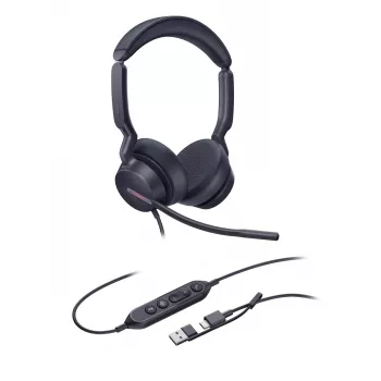 Yealink UH46 Dual Teams USB-C/A austiņas, vadu, 20–20000 Hz, birojam/zvanu centram, 166 g, austiņas, melnas
