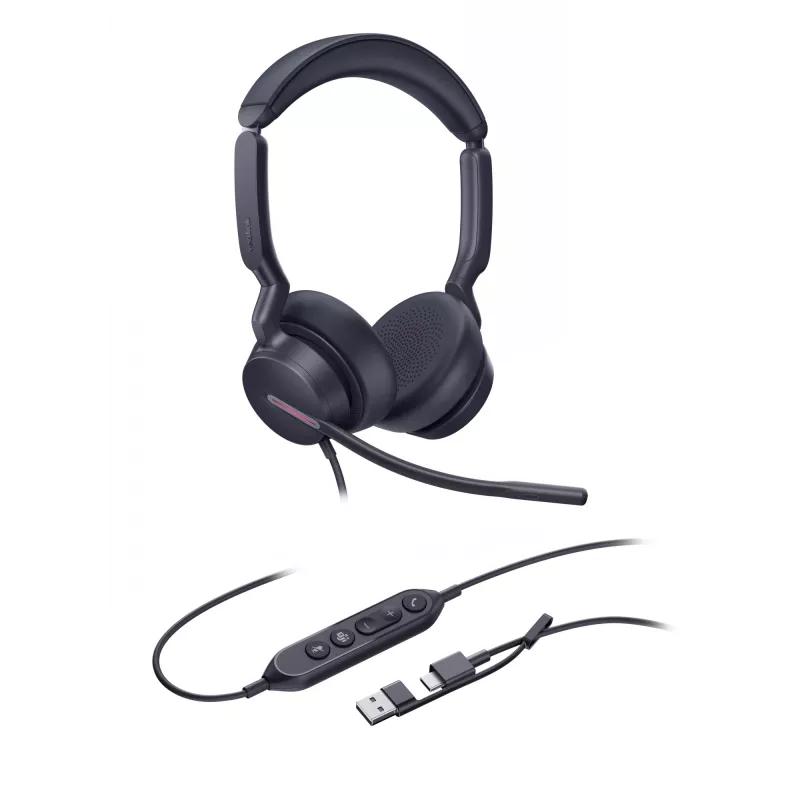 Yealink UH46 Dual Teams USB-C/A austiņas, vadu, 20–20000 Hz, birojam/zvanu centram, 166 g, austiņas, melnas