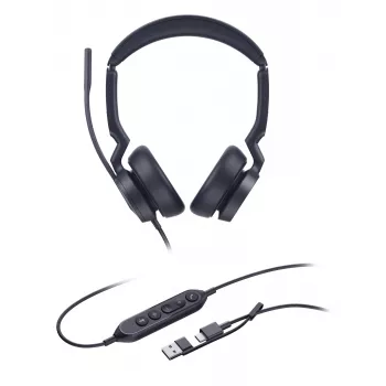 Yealink UH46 Dual UC USB-C/A austiņas, vadu, 20 - 20000 Hz, birojs/zvanu centrs, 166 g, austiņas, melnas
