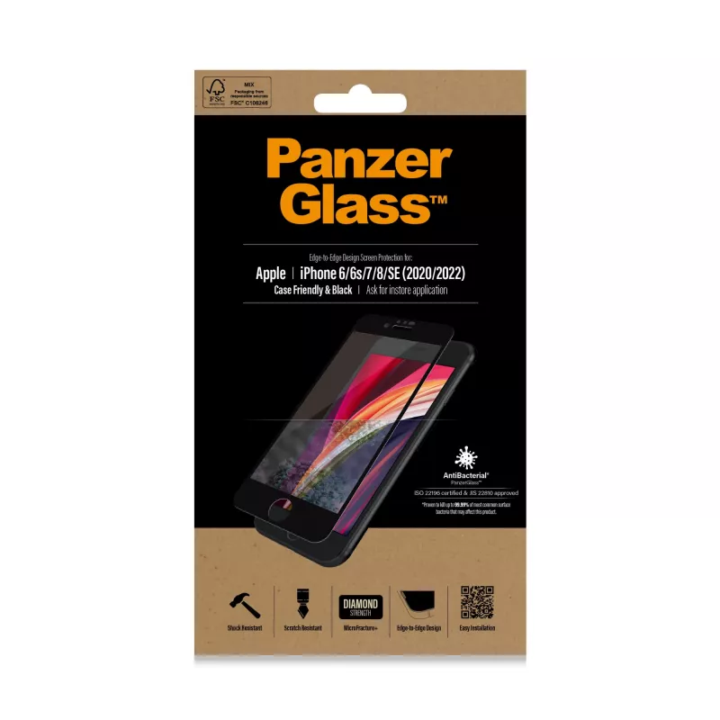 PanzerGlass ® ekrāna aizsargs iPhone 8 | 7 | 6s | 6 | SE (2020/2022) | no malas līdz malai