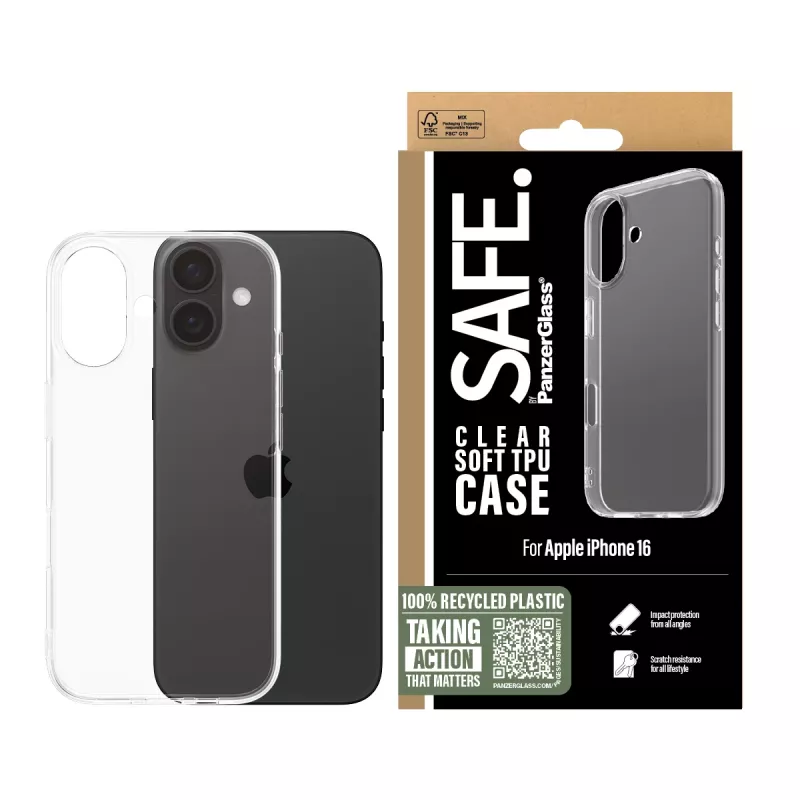 PanzerGlass SAFE. by ® TPU maciņš, caurspīdīgs, iPhone 16