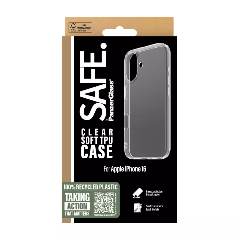 PanzerGlass SAFE. by ® TPU maciņš, caurspīdīgs, iPhone 16