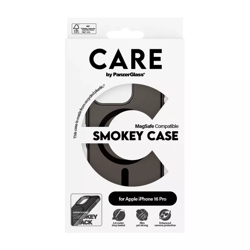 Cover PanzerGlass CARE by Flagship Case Urban Combat Smokey w. Melns MagSafe iPhone '24 6.3 inch Pro