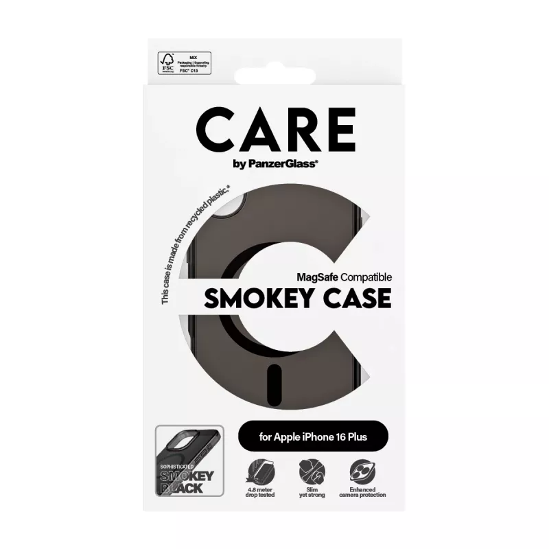PanzerGlass CARE™ by ® Urban Combat Case Smokey w. Melns MagSafe iPhone 16 Plus