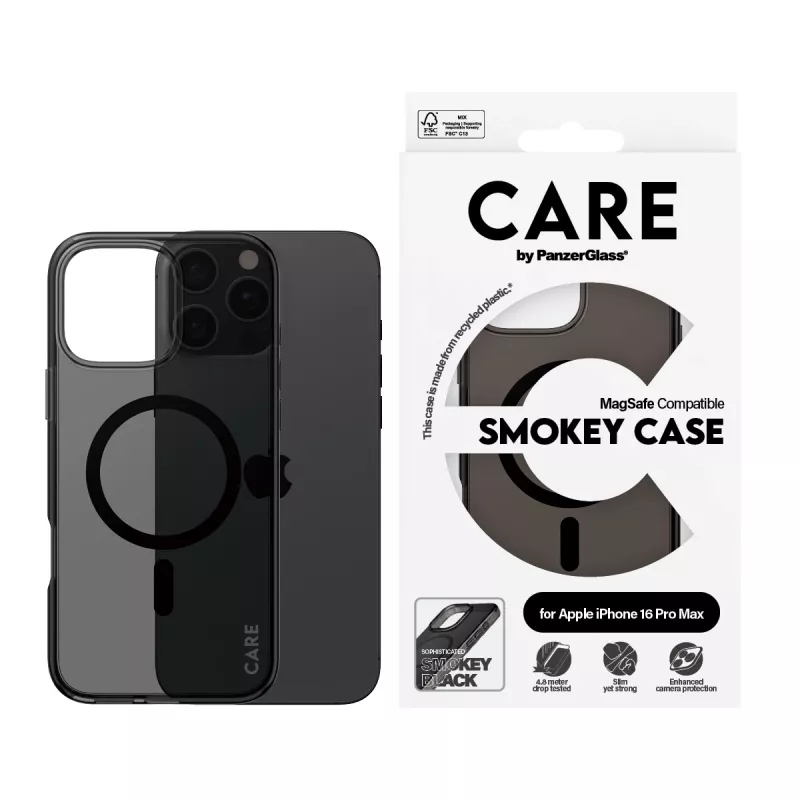 PanzerGlass CARE™ by ® Urban Combat Case Smokey w. Melns MagSafe iPhone 16 Pro Max