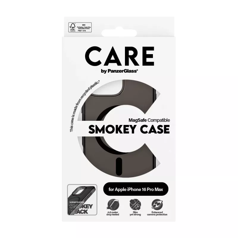 PanzerGlass CARE™ by ® Urban Combat Case Smokey w. Melns MagSafe iPhone 16 Pro Max