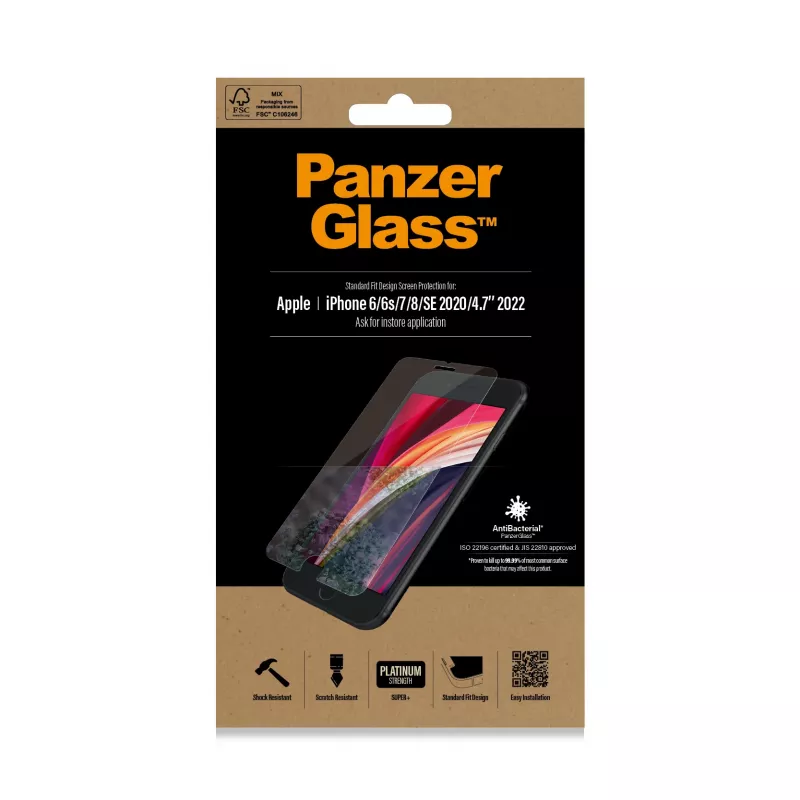 PanzerGlass ® Ekrāna aizsargs iPhone 8 | 7 | 6s | 6 | SE (2020/2022) | Standarta piemērotība