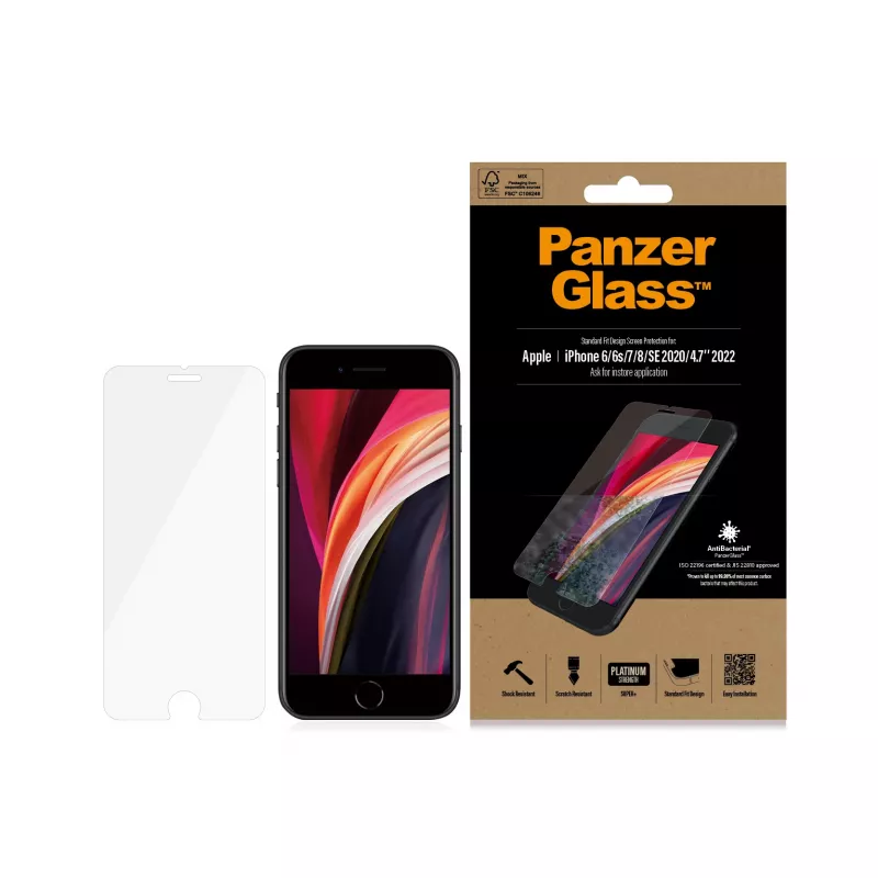 PanzerGlass ® Ekrāna aizsargs iPhone 8 | 7 | 6s | 6 | SE (2020/2022) | Standarta piemērotība