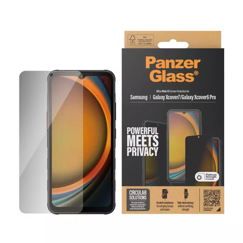 PanzerGlass ® privātuma ekrāna aizsargs Samsung Galaxy Xcover7 Pro | Xcover7 | Xcover6 Pro | Īpaši plats pielāgojums