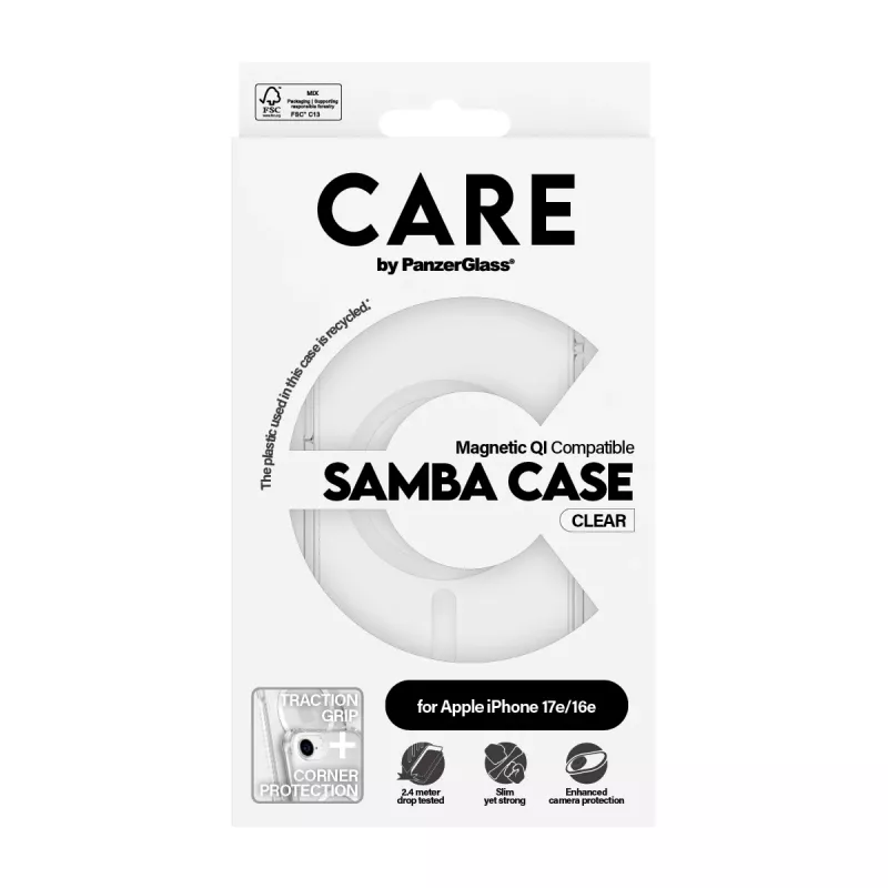 PanzerGlass CARE™ by ® Samba Case caurspīdīgs ar baltu Qi saderīgs iPhone 17e | 16e