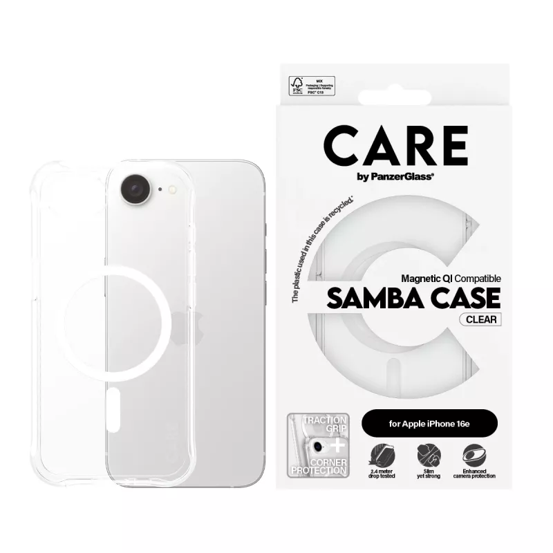 PanzerGlass CARE™ by ® Samba Case caurspīdīgs ar baltu Qi saderīgs iPhone 17e | 16e