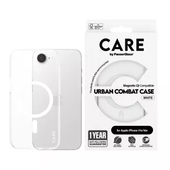 Cover PanzerGlass CARE by Flagship vāciņš Transparent Urban Combat balta Qi Saderīga iPhone 16e