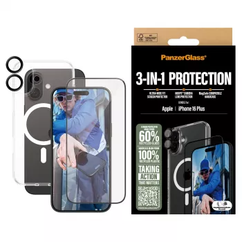 PanzerGlass ® 3-in-1 aizsardzības komplekts iPhone 16 Plus