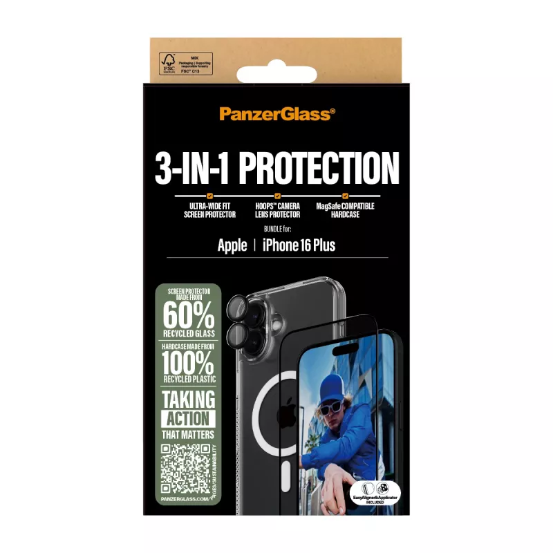 PanzerGlass ® 3-in-1 aizsardzības komplekts iPhone 16 Plus