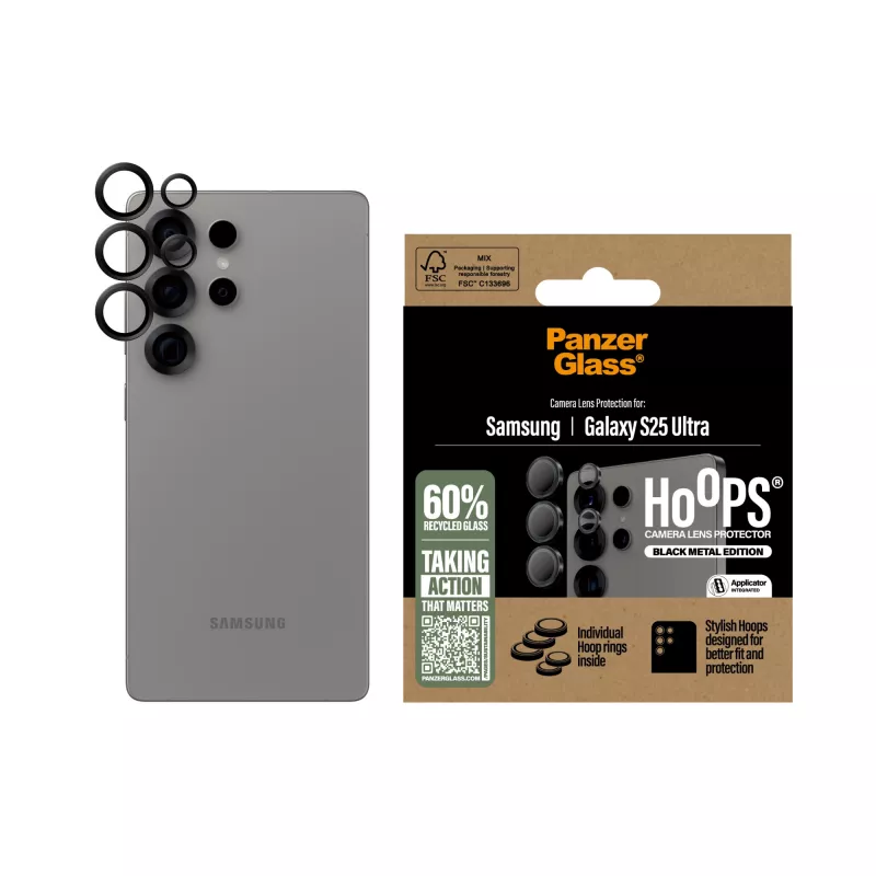 PanzerGlass ® Hoops® kameras objektīva aizsargs melns Samsung Galaxy S25 Ultra